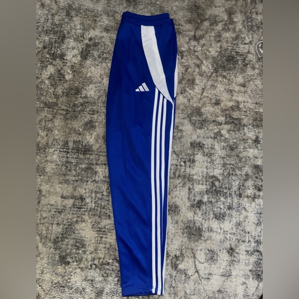 Adidas Men Royal Blue Joggers with White Stripes
